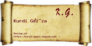 Kurdi Géza névjegykártya