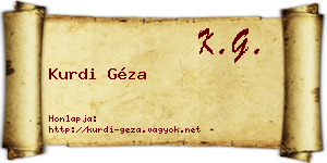 Kurdi Géza névjegykártya